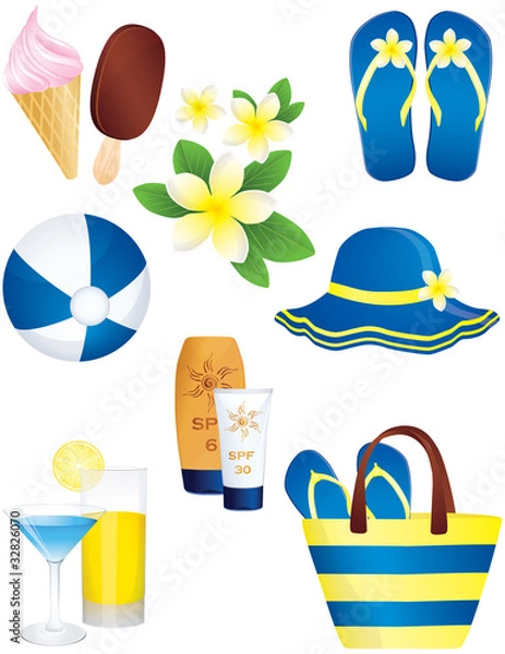 Obraz Vacation and summer items, vector