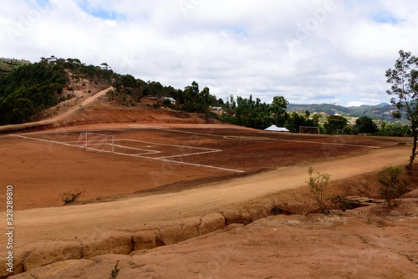 Fototapeta Football field in the Usambara Mountains, Mambo