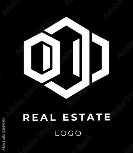 Fototapeta Vector modern logo, brand for real estate agency. City life. 