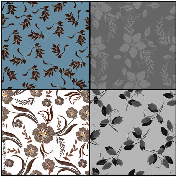 Fototapeta Vector spring abstract background flowers seamless pattern