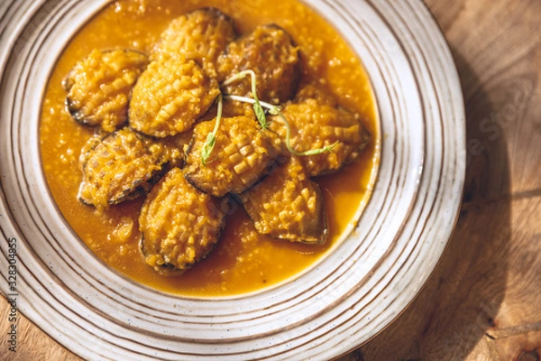 Obraz Chinese food, abalone in golden sauce