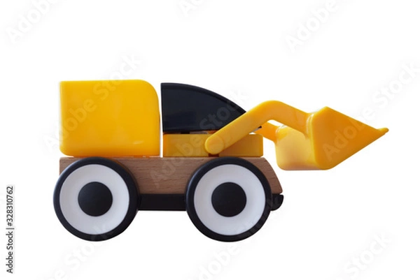 Obraz Yellow toy car isolated on white background. This has clipping path.