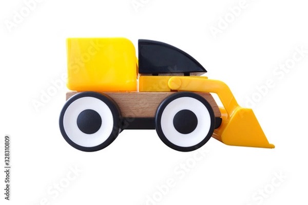 Obraz Yellow toy car isolated on white background. This has clipping path.