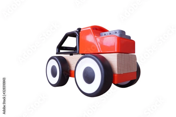 Obraz Red toy car isolated on white background. This has clipping path.