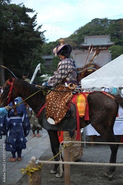 Obraz 鶴岡八幡宮の流鏑馬の風景