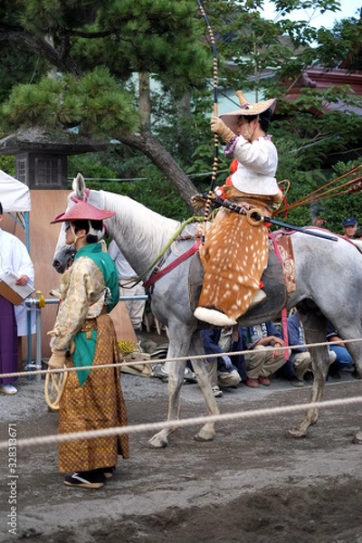 Obraz 鶴岡八幡宮の流鏑馬の風景