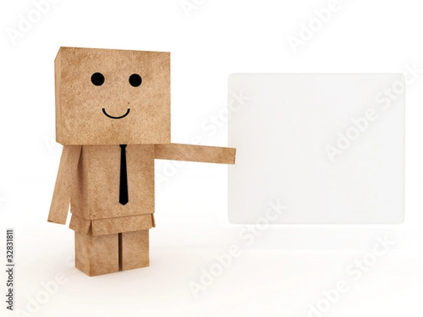Obraz business cardboard man with empty placard