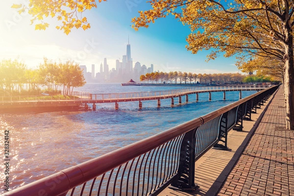 Fototapeta New York City Manhattan skyline panorama and Hudson River viewed