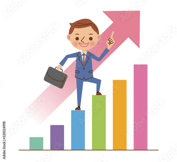 Obraz グラフを登るビジネスマン