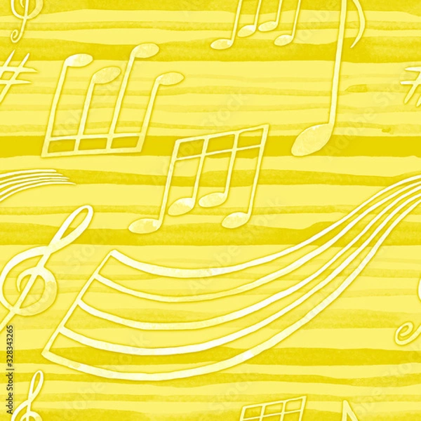 Fototapeta Watercolor seamless pattern of notes.