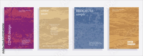 Fototapeta Minimalistic cover design templates. Set of layouts for covers of books, albums, notebooks, reports, magazines. Vintage texture gradient effect, flat modern abstract design. Grunge mock-up texture