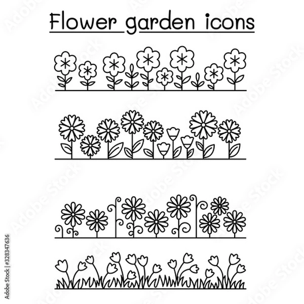 Fototapeta Flower garden vector pattern background