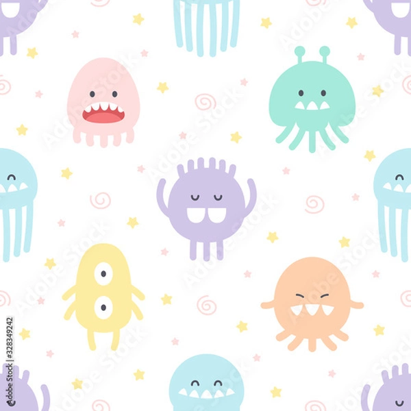 Fototapeta Cute monster seamless pattern background