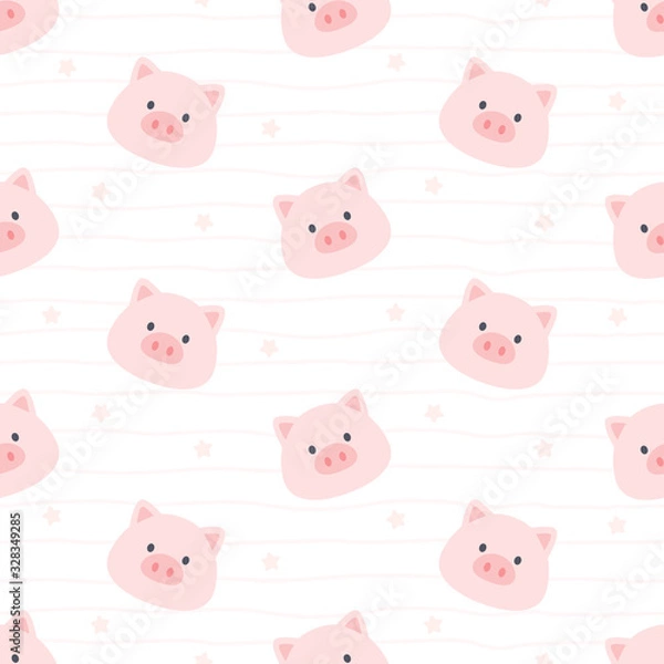 Obraz Cute pig seamless pattern background