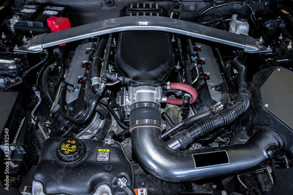 Fototapeta Custom Engine Black and Chrome Setup 