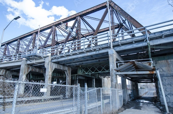 Obraz Steel Bridge Infrastructure with Underpass