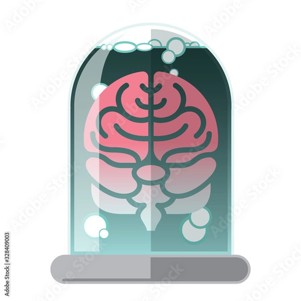 Obraz Human Brain in a Jar Abstract Vector Graphic Icon or Logo