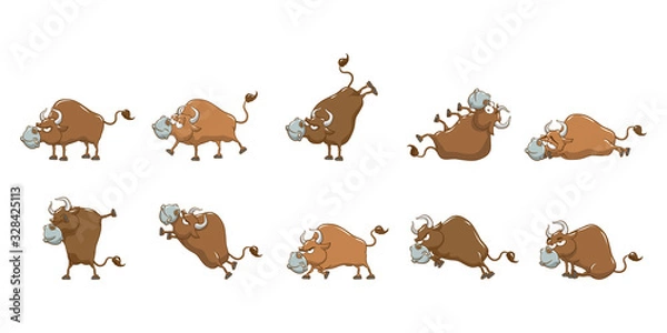 Fototapeta Bull vector set collection graphic clipart design