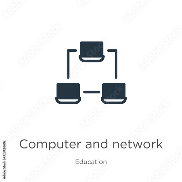 Fototapeta Computer and network icon vector. Trendy flat computer and network icon from education collection isolated on white background. Vector illustration can be used for web and mobile graphic design, logo,