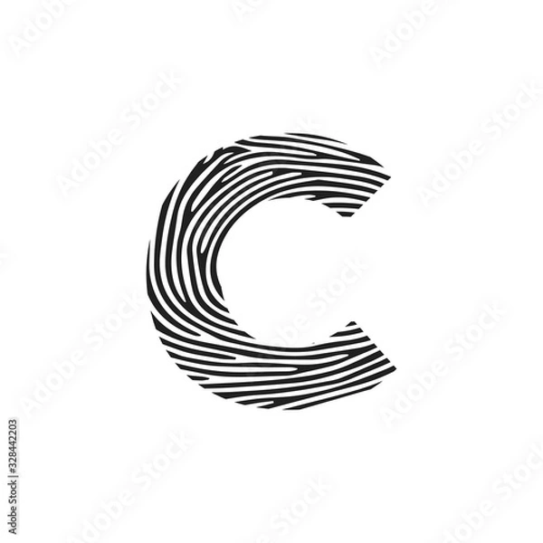 Fototapeta c Vector Letter base logo. Initial letter c vector Icon Fingerprint Concept