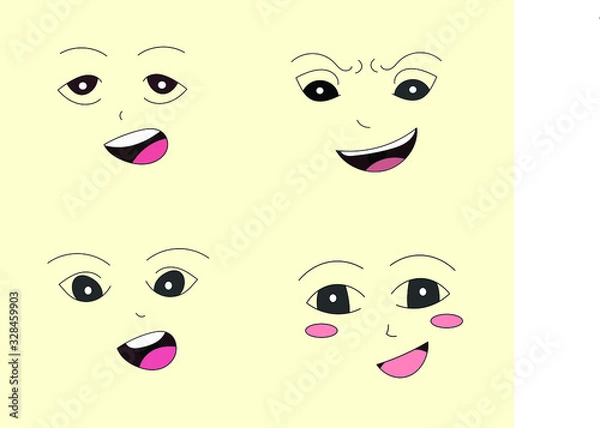 Obraz Set of face expression anime 