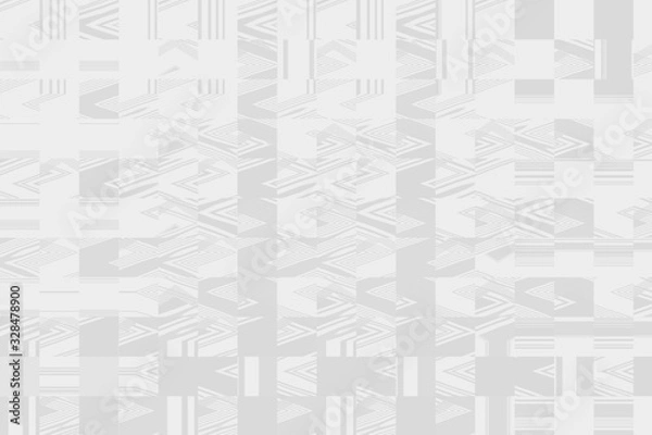 Fototapeta White background with a graphic pattern of lines and stripes, texture of gray zigzags and waves. Modern abstract design in bright colors, a template for a screensaver.