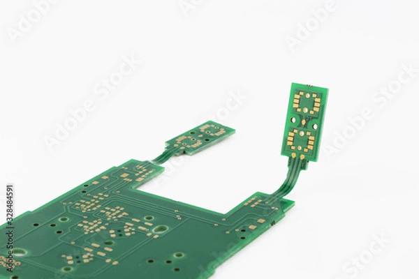Fototapeta Multiplied printed circuit boards PCB isolated on the white background. PCB assembly.