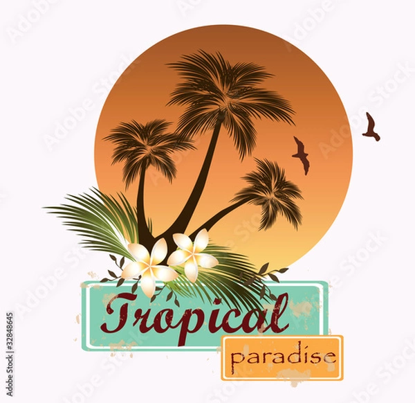 Obraz Tropical paradise.Vector illustration