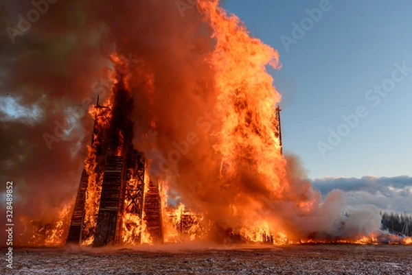 Obraz Building in inferno of flames