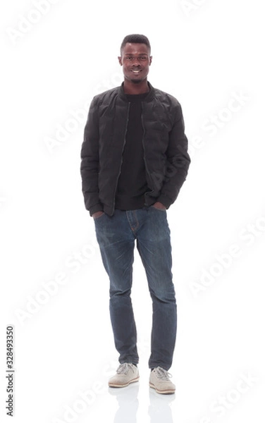 Obraz young man in casual autumn clothes. isolated on white