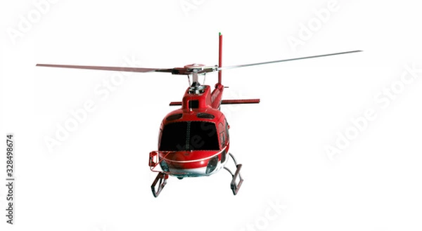 Obraz Red helicopter isolated on white