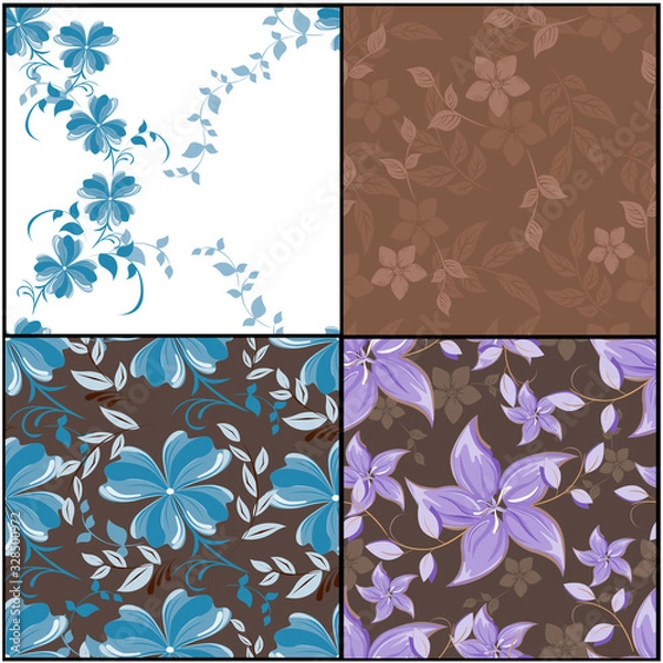 Fototapeta Vector spring abstract background flowers seamless pattern