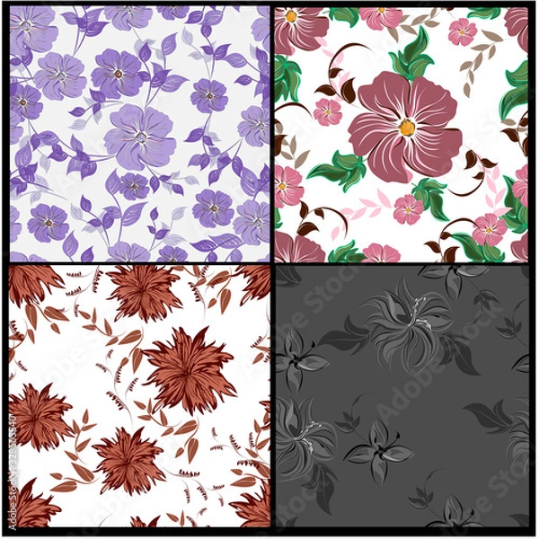 Fototapeta Vector spring abstract background flowers seamless pattern