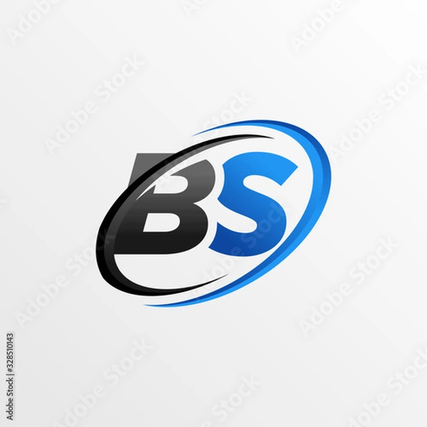 Obraz Initial Letters BS Logo with Circle Swoosh Element	