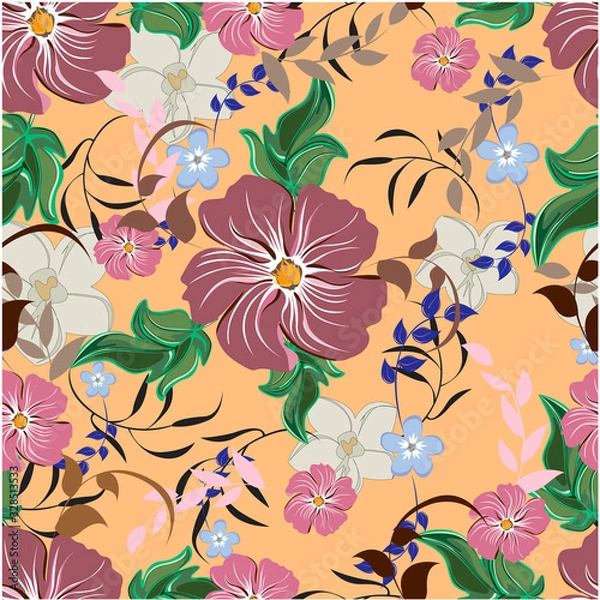 Obraz Vector spring abstract background flowers seamless pattern
