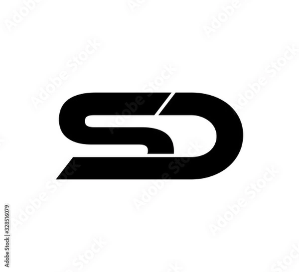 Fototapeta Initial 2 letter Logo Modern Simple Black SD