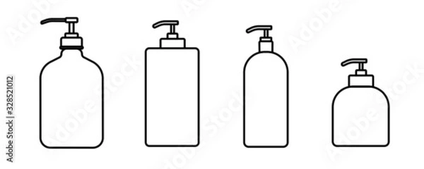 Fototapeta Set flat design of bottle vector icon. Line art