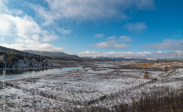 Obraz Beautiful autumn mountain lake and mountains