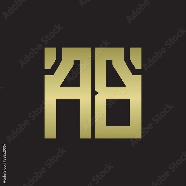 Fototapeta AB Logo with squere shape design template with gold colors