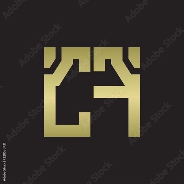 Fototapeta CF Logo with squere shape design template with gold colors