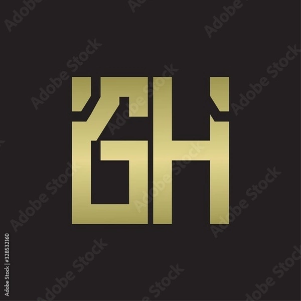 Fototapeta GH Logo with squere shape design template with gold colors