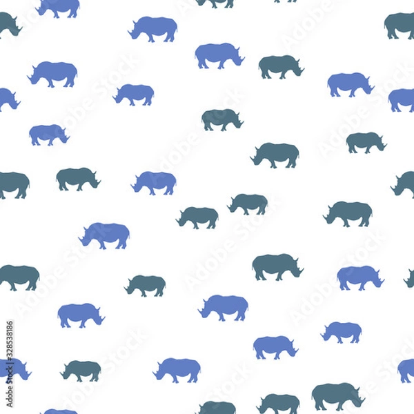 Obraz Seamless vector pattern with African Rhinos