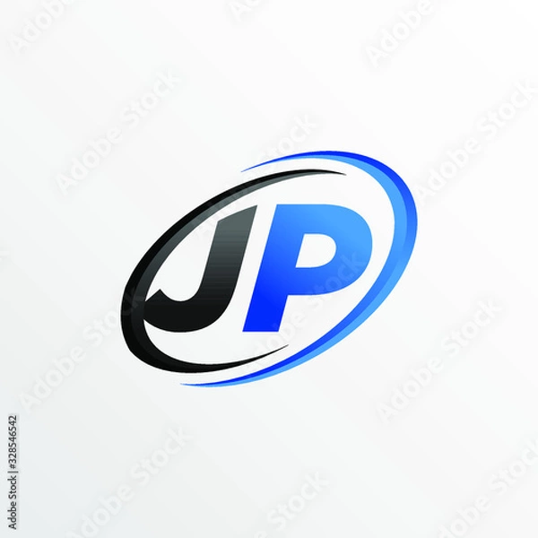 Obraz Initial Letters JP Logo with Circle Swoosh Element