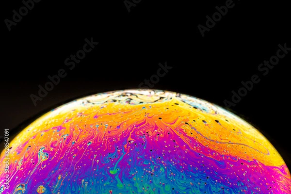Fototapeta colorful soap Bubble Ball with black background	