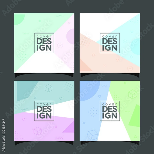 Obraz Abstract memphis design cover set