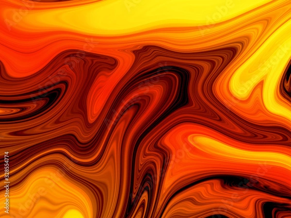 Fototapeta Marble ink colorful. Orange marble pattern of the blend of curves. Abstract pattern.