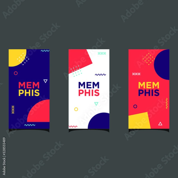 Obraz Abstract memphis design cover set