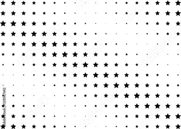 Fototapeta Abstract halftone dotted background. Monochrome futuristic grunge pattern, stars.  Vector modern optical pop art texture for posters, site, postcard, cover, labels, vintage sticker, mock-up layout.