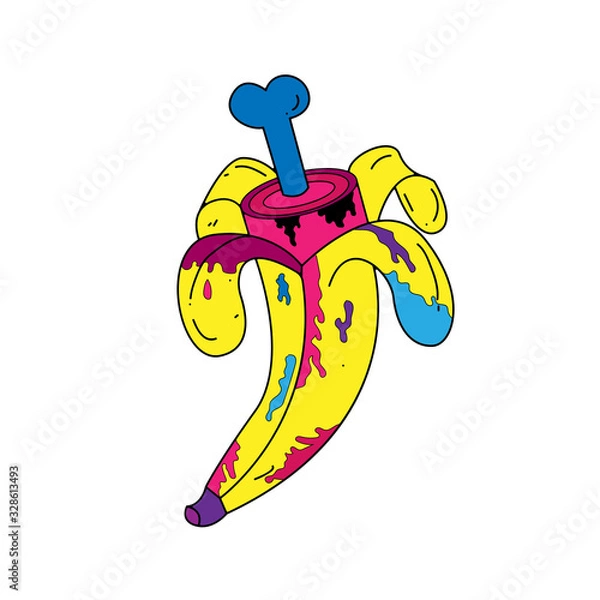 Obraz banana vector illustration of pastel white background juice