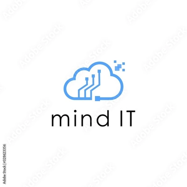 Fototapeta Modern IT Cloud Logo Design with Abstract Technology and Network Elements for Cloud Computing and Tech Business Branding